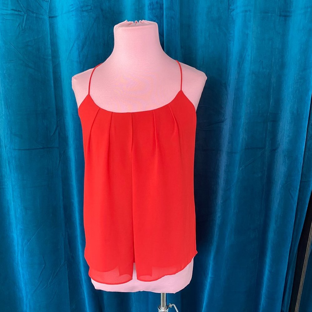 Naked Zebra Strappy Cami Top Blouse Red